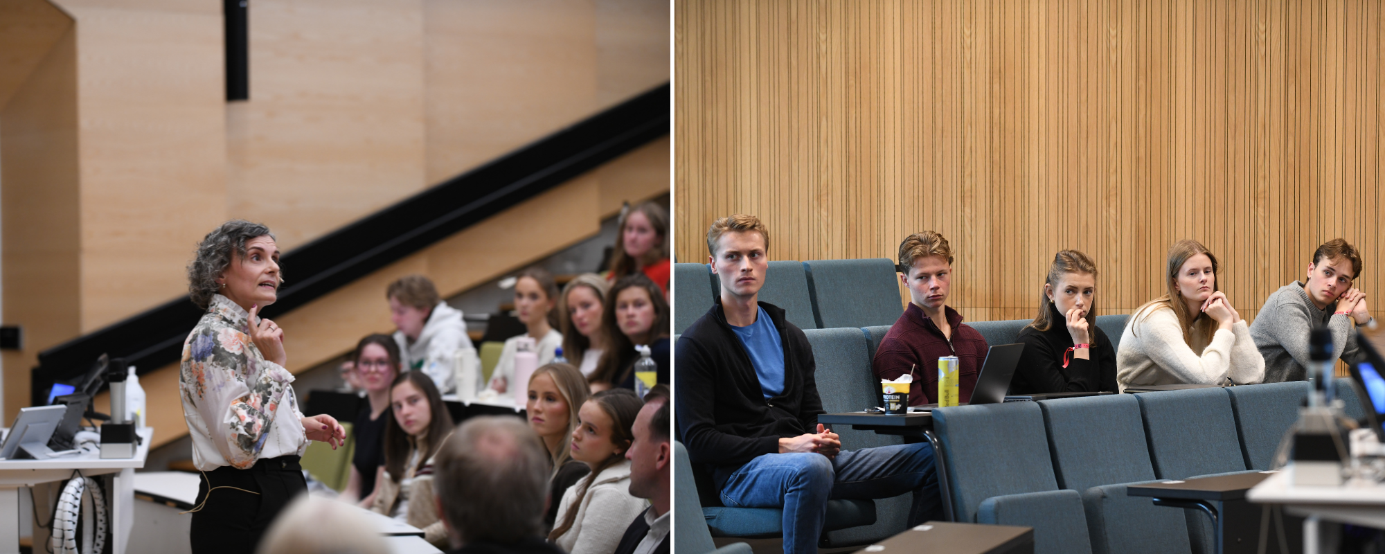 Associate Professor Claudia F. Hægrenes gave students a crash course in communication. Students also practised active listening. From left: Didrik Laake, Aki T. H. Fackrell, Rebekka Nysted and Julia Bjørklund. Photo: Hallvard Lyssand.