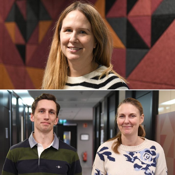 Alexander Willén, Aline Bütikofer, and Katrine V. Løken are awarded a total of NOK 24 million from the Research Council of Norway for two groundbreaking research projects at NHH. Photo: Hallvard Lyssand