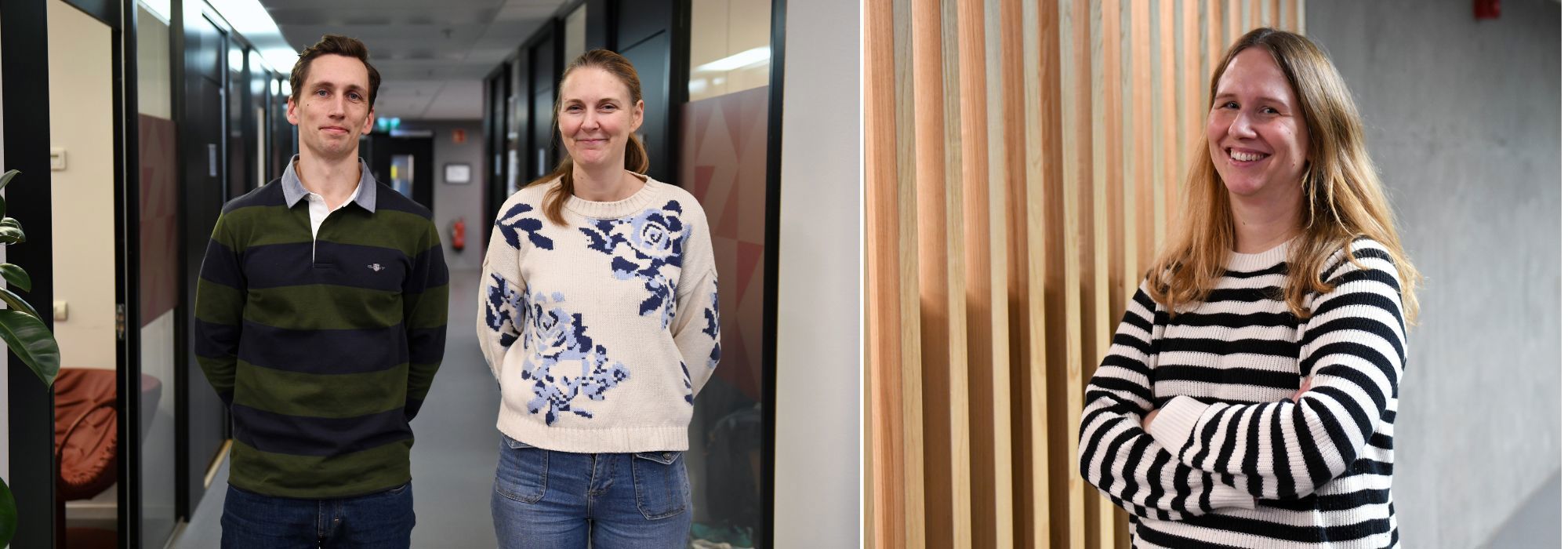 Alexander Willén, Aline Bütikofer, and Katrine V. Løken are awarded a total of NOK 24 million from the Research Council of Norway for two groundbreaking research projects at NHH. Photo: Hallvard Lyssand