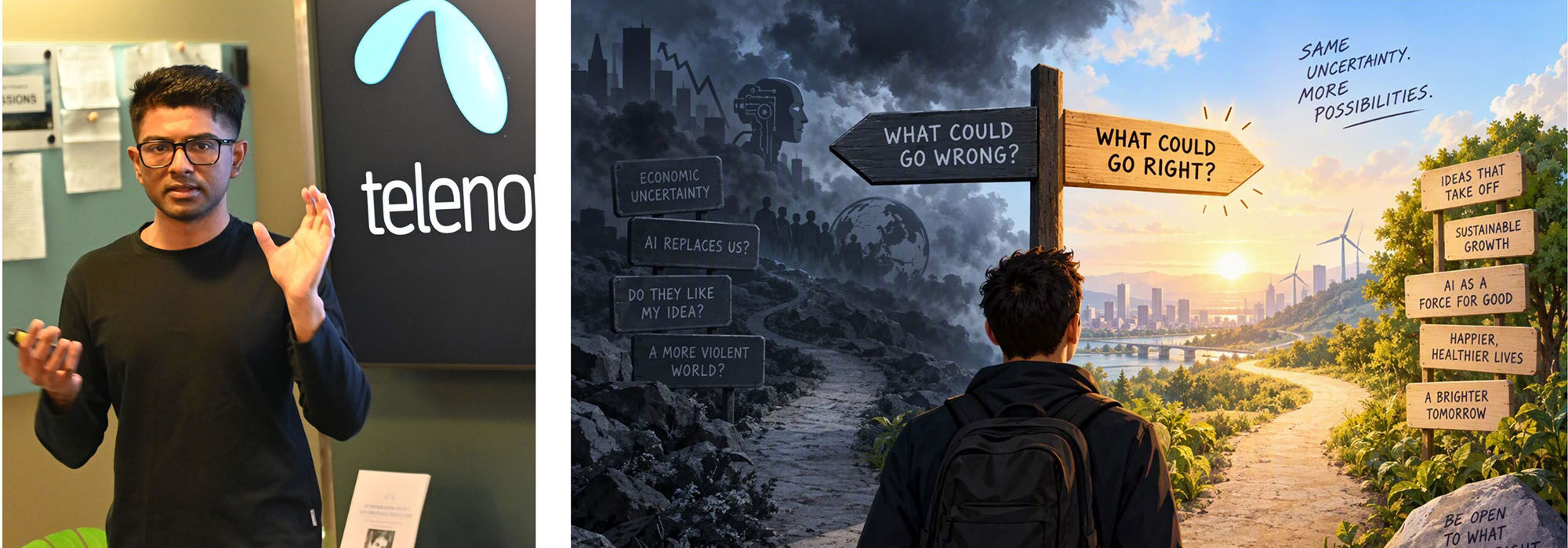 AI-generated illustration of crossroads between what goes right and wrong-