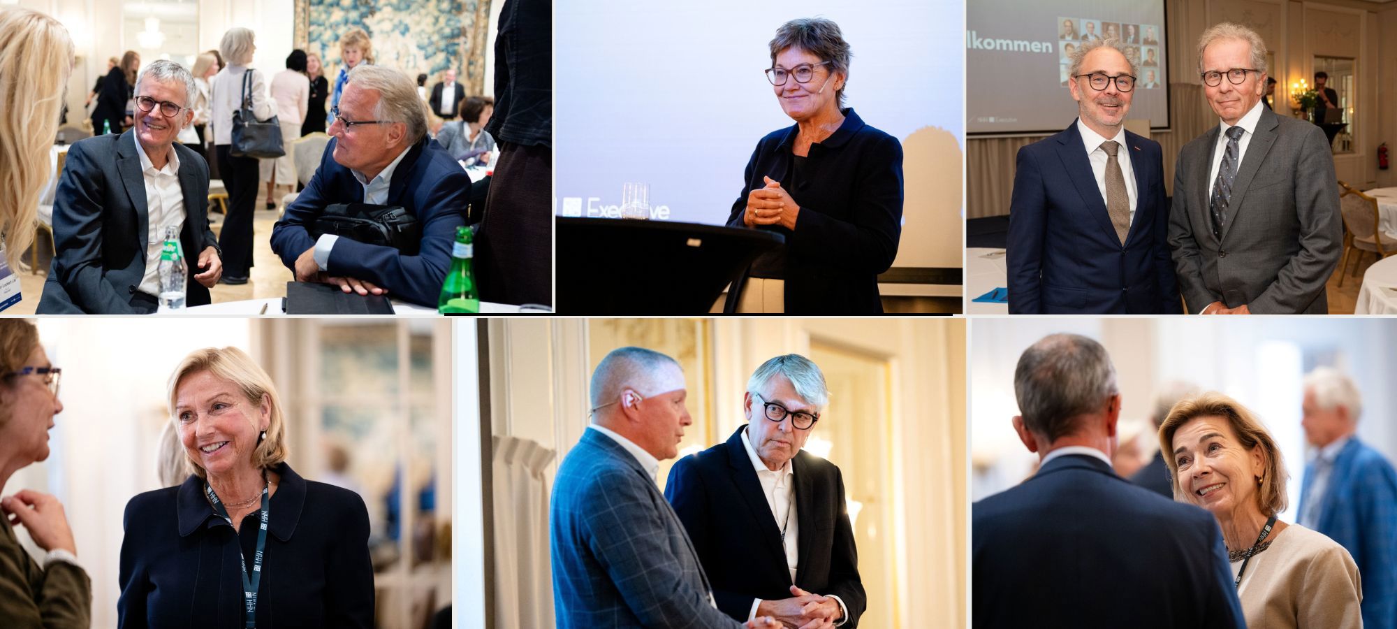 Næringslivstoppene Helge Lund og Rune Bjerke, begge Executive in Residence ved NHHE, tidligere leder i Folketrygdfondet og styreleder i DNB Olaug Svarva, NHH-rektor Helge Thorbjørnsen, styreleder i Styreinstituttet Otto Søberg, tidligere idrettspresident Berit Kjøll, oljefondsjefen Nicolai Tangen, generalsekretær i Styreinstituttet Reidar Gjærum og NAVN MÅ INN. 