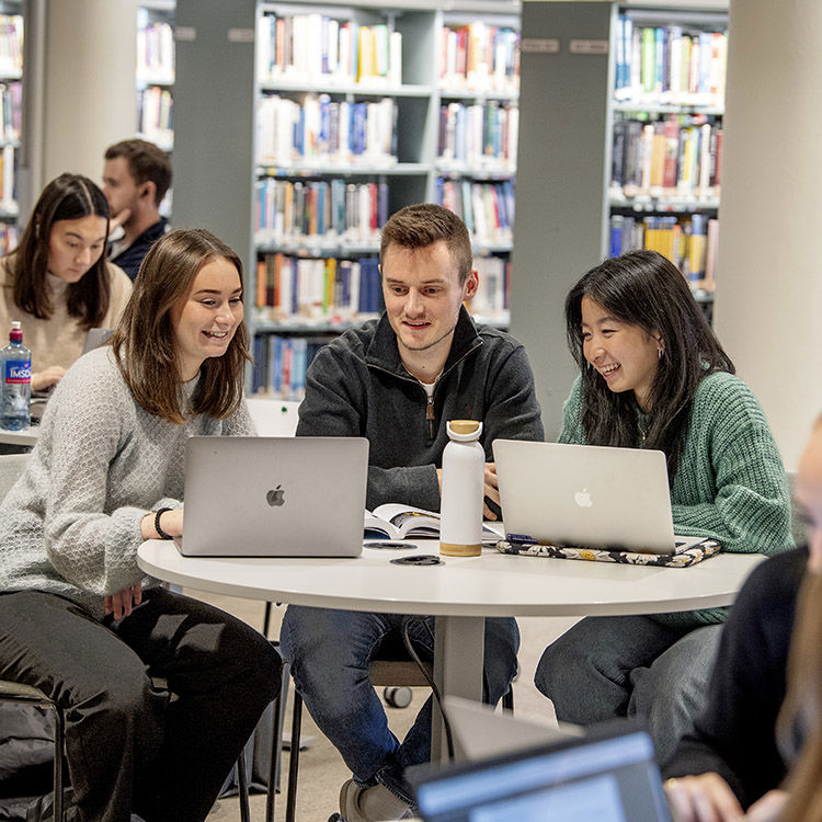 Illustrasjonsfoto av NHH-studenter i vrimleområde. Foto: Helge Skodvin