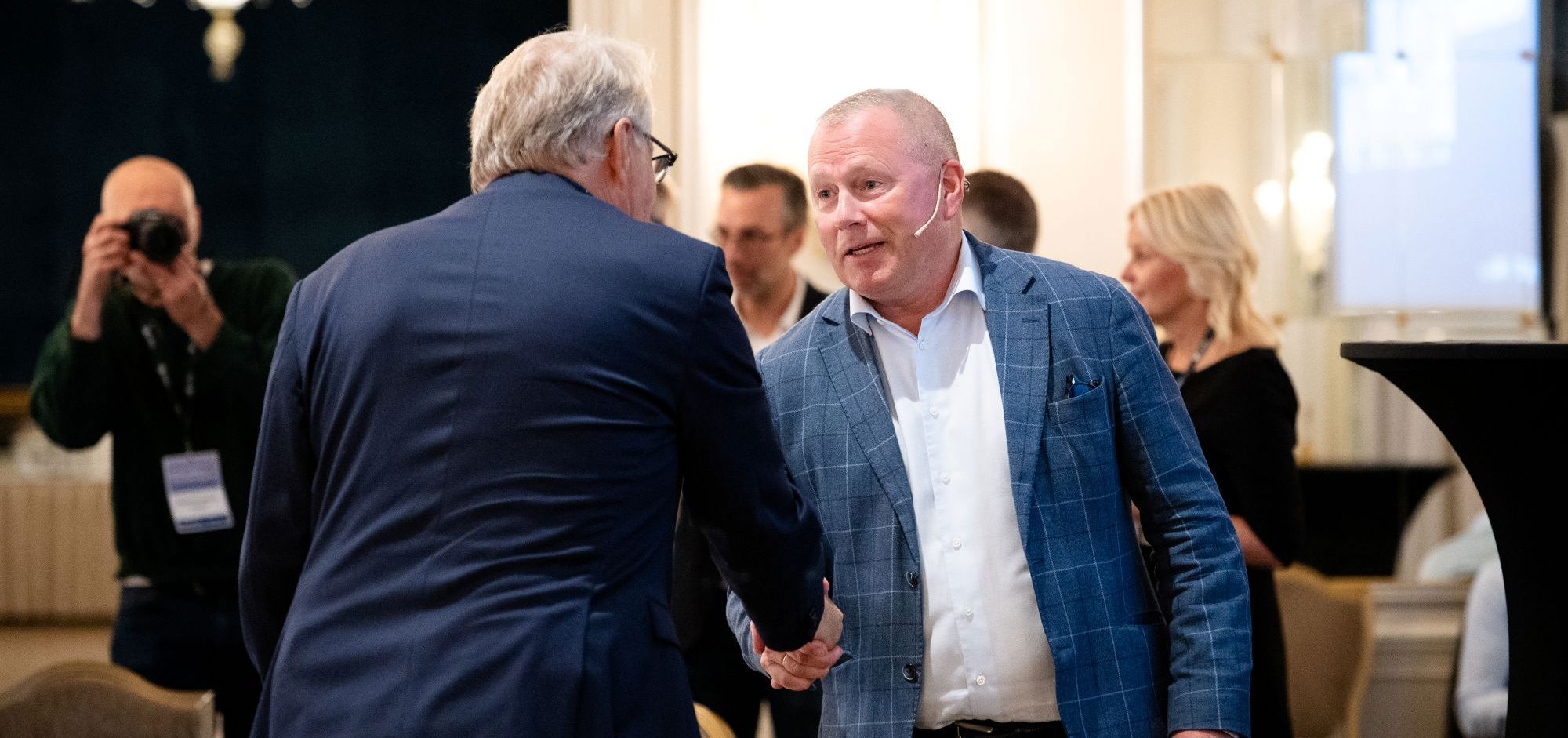 oljefondsjefen Nicolai Tangen på Rune Bjerke, tidligere DNB-topp med bred styreledererfaring. Foto: Joakim S. Enger