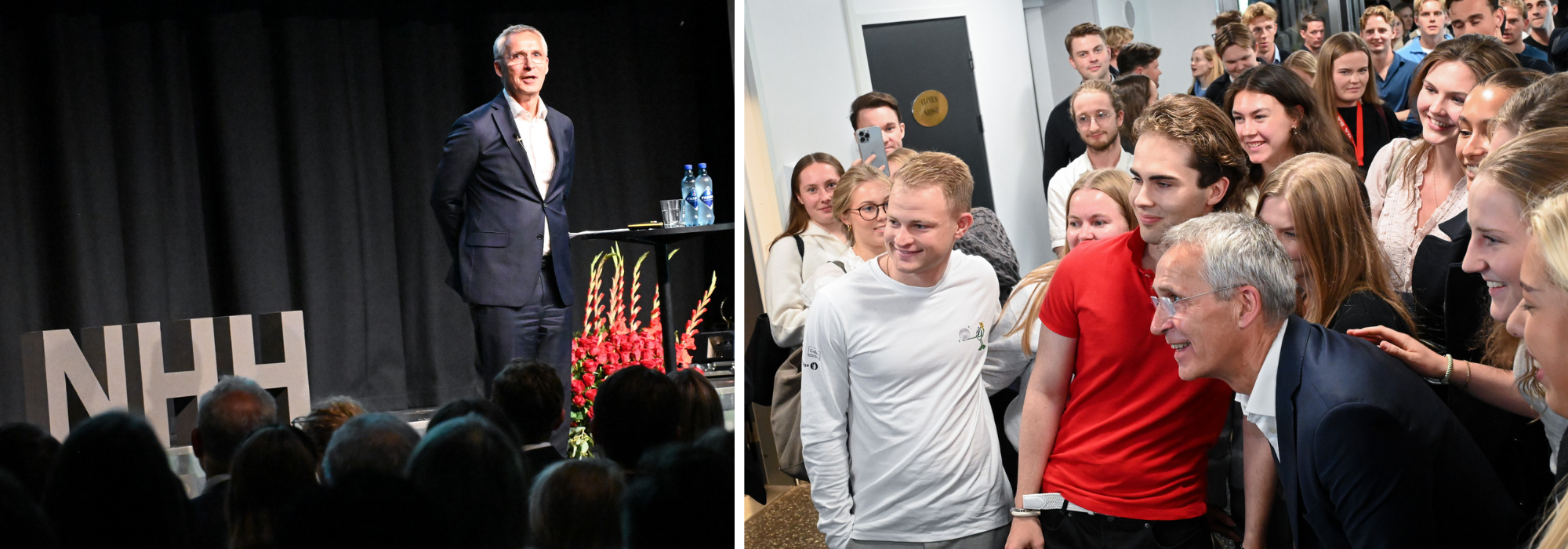 Jens Stoltenberg and students