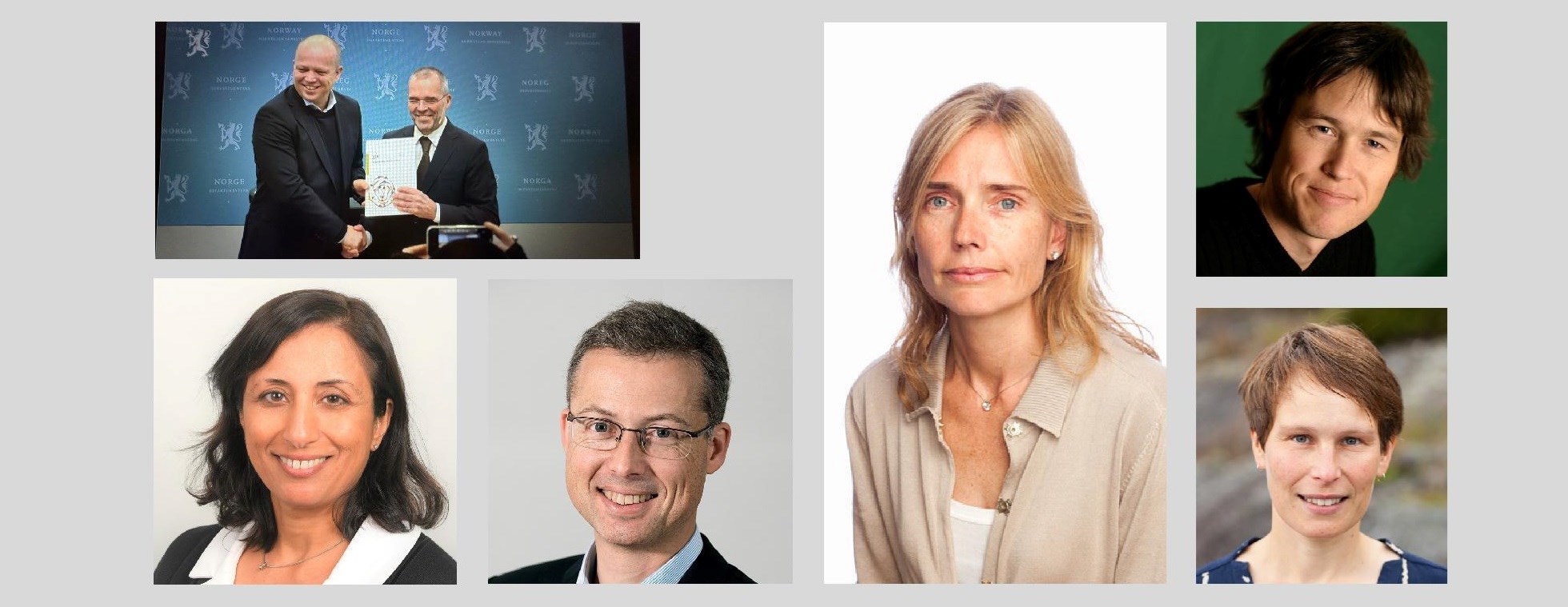 NTNU-professor Ragnar Torvik leverte NOU-en til finansminister Trygve Slagsvold Vedum. I utvalget var blant annet disse medlemmer (fra venstre): Førsteamanuensis Elin Sarai, professor Jarle Møen, professor Karen Helene Ulltveit-Moe, styreleder ved NHH, Ola Kvaløy og Linda Nøstbakken, begge professor II ved NHH. 