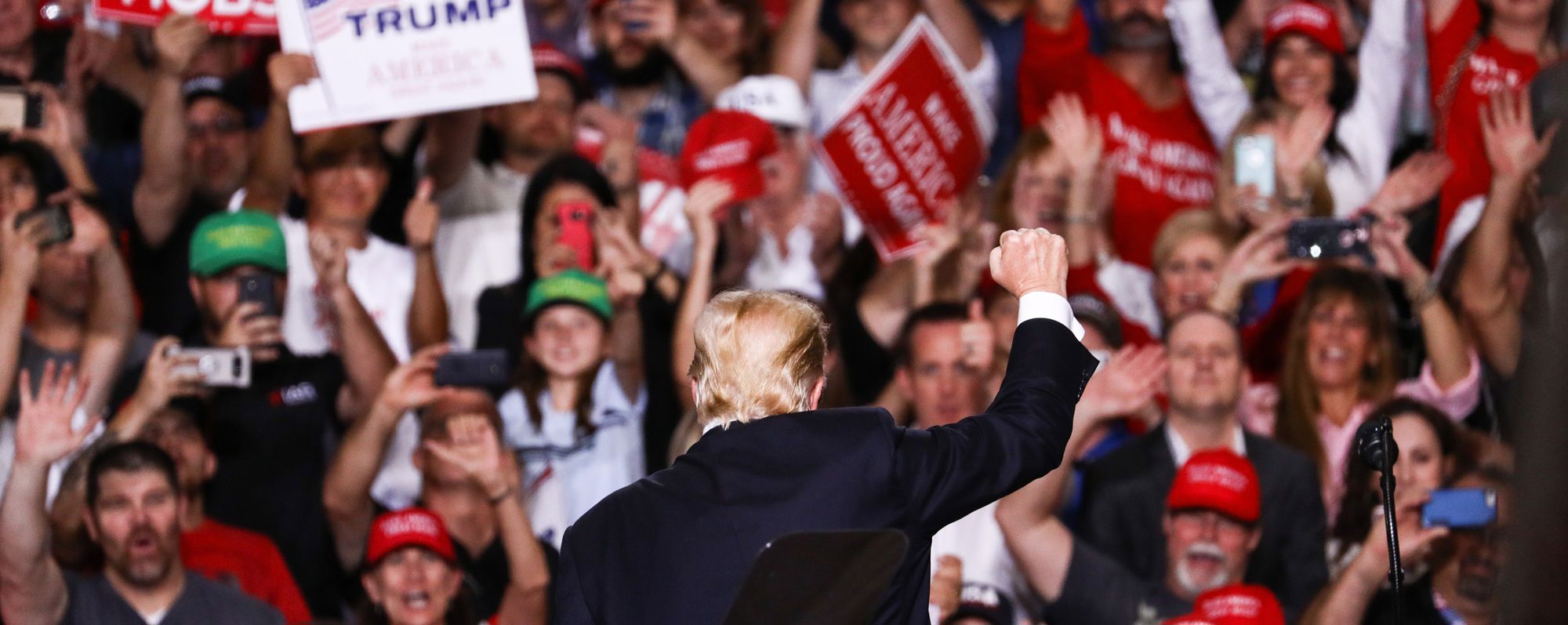 Donald Trump på et møte i regi av Make America Great Again (MAGA) i 2018 (flickr)