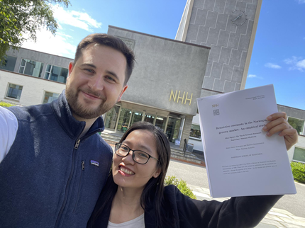 Kenneth Hartmann and Hien Nguyen when they submitted their master's thesis this spring.