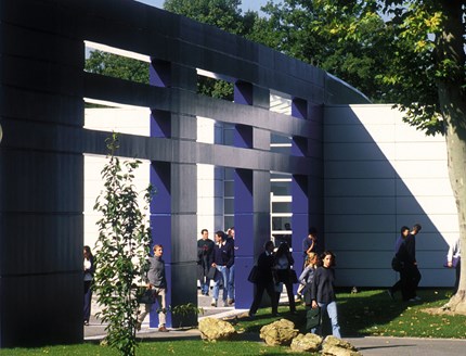 The main entrance of HEC Paris, one of the four founding members of the CEMS alliance, alongside the University of Cologne, ESADE, and Bocconi University.