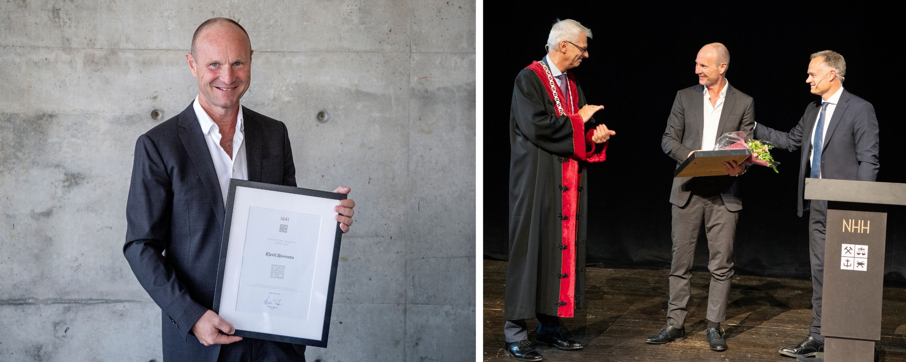  Bilde av Kjetil Bjorvatn. Bilde av NHH-rektor Øystein Thøgersen, Bjorvatn og Gelato-gründer Henrik Müller-Hansen. Foto: Helge Skodvin