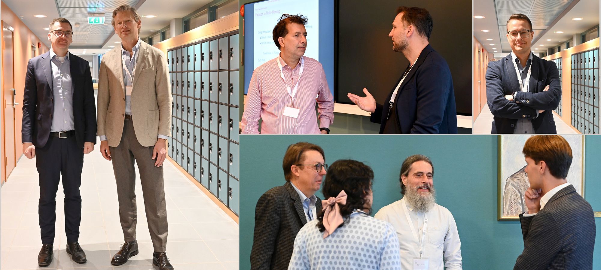 Vegard Aandal-Nilsen, fungerende avdelingsdirektør i Konkurransetilsynet, førsteamanuensis Øyvind Thomassen (NHH),   Lapo Filistrucchi (Universitetet i Firenze), professor Steffen Juranek (NHH), førsteamanuensis Atle Haugen (BI), professor Rodney Benson (New York University) og Armando Pires (SNF) i samtale med Raabe.