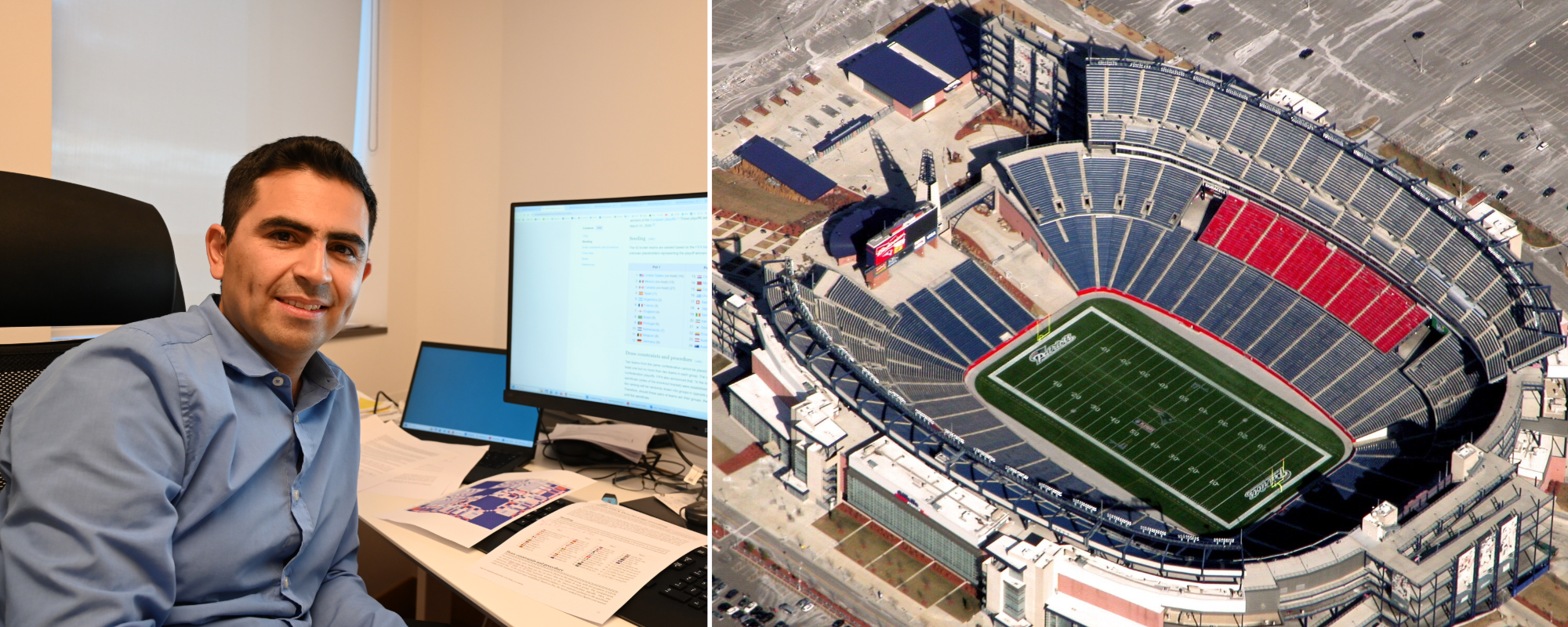 NHH professor Mario Guajardo is following the World Cup closely. Two of Norway’s matches will be played at Gillette Stadium outside Boston. Photo: Bjørn Egil Halvorsen and Wikimedia Commons / CC BY 2.0
