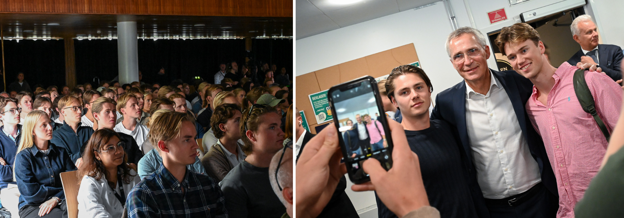 Jens Stoltenberg with students