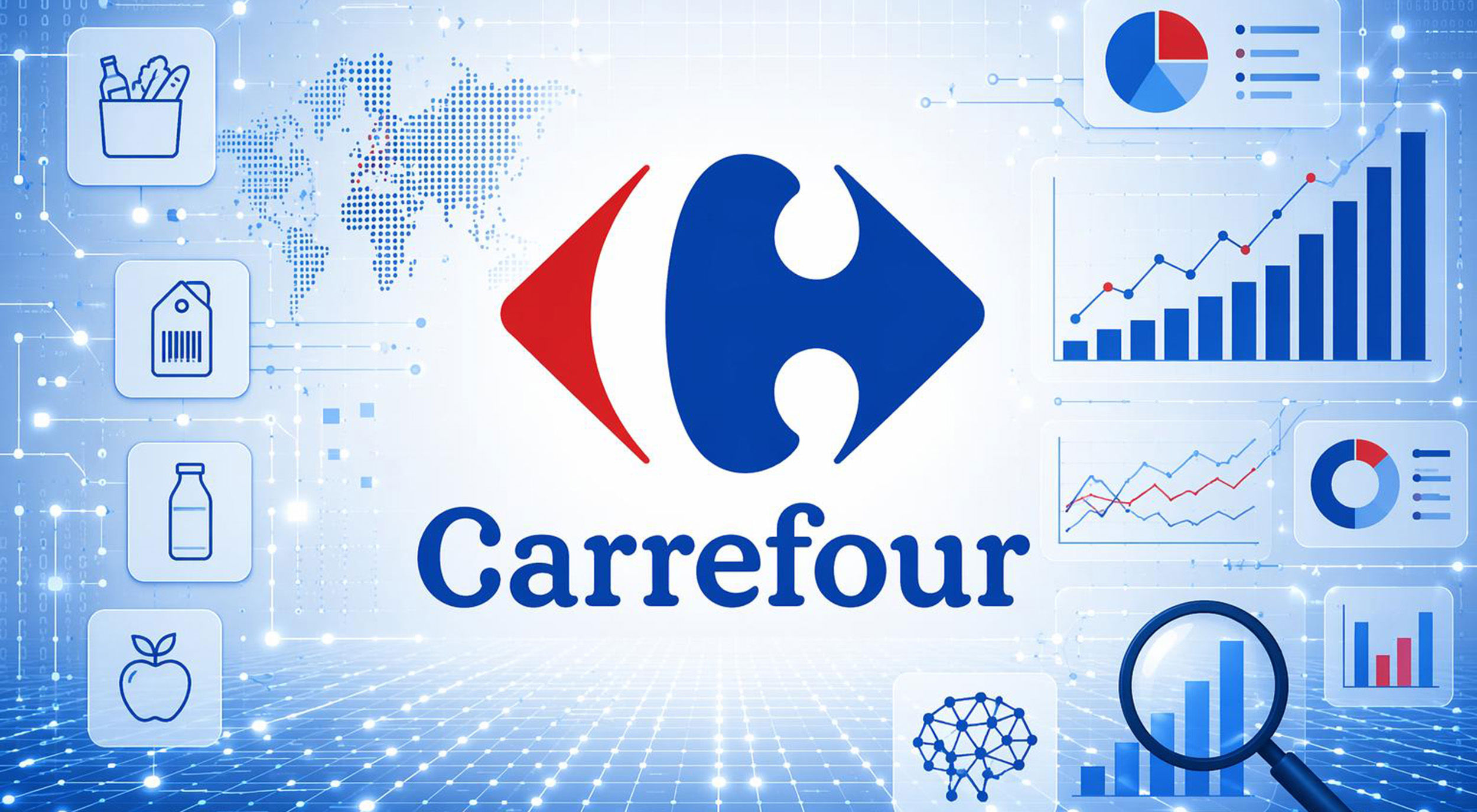 carreforu logo and digialisation icons. AI generated illustration.