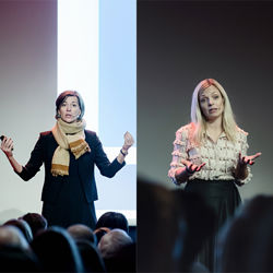 Inger Stensaker and Marianne Wik Sætre at NHH's Alumni conference in 2019. Photo: Siv Dolmen