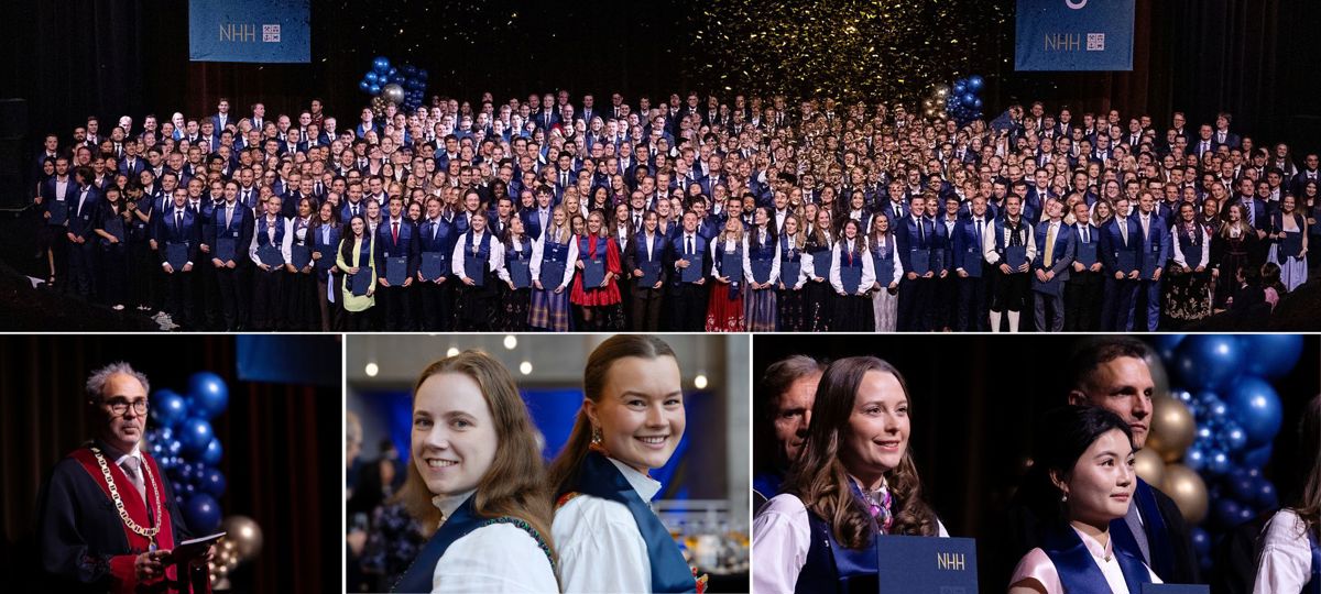 The master’s candidates filled the stage in Grieghallen to applause, music and a formal ceremony. Around 500 candidates celebrated the day together with proud parents, family and friends. Photo: Silje Robinson