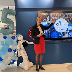NTNU rector Anne Borg at the Open AI Lab's 5th anniversary celebration. 