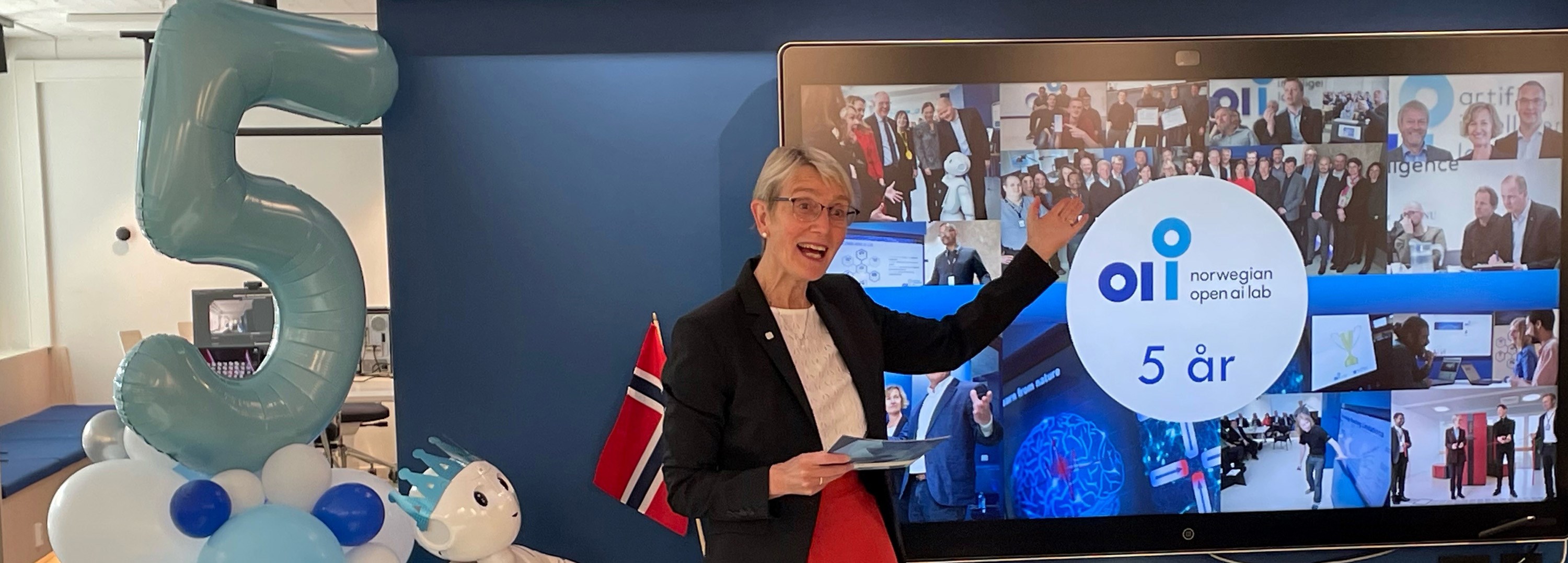 NTNU rector Anne Borg at the Open AI Lab's 5th anniversary celebration. 