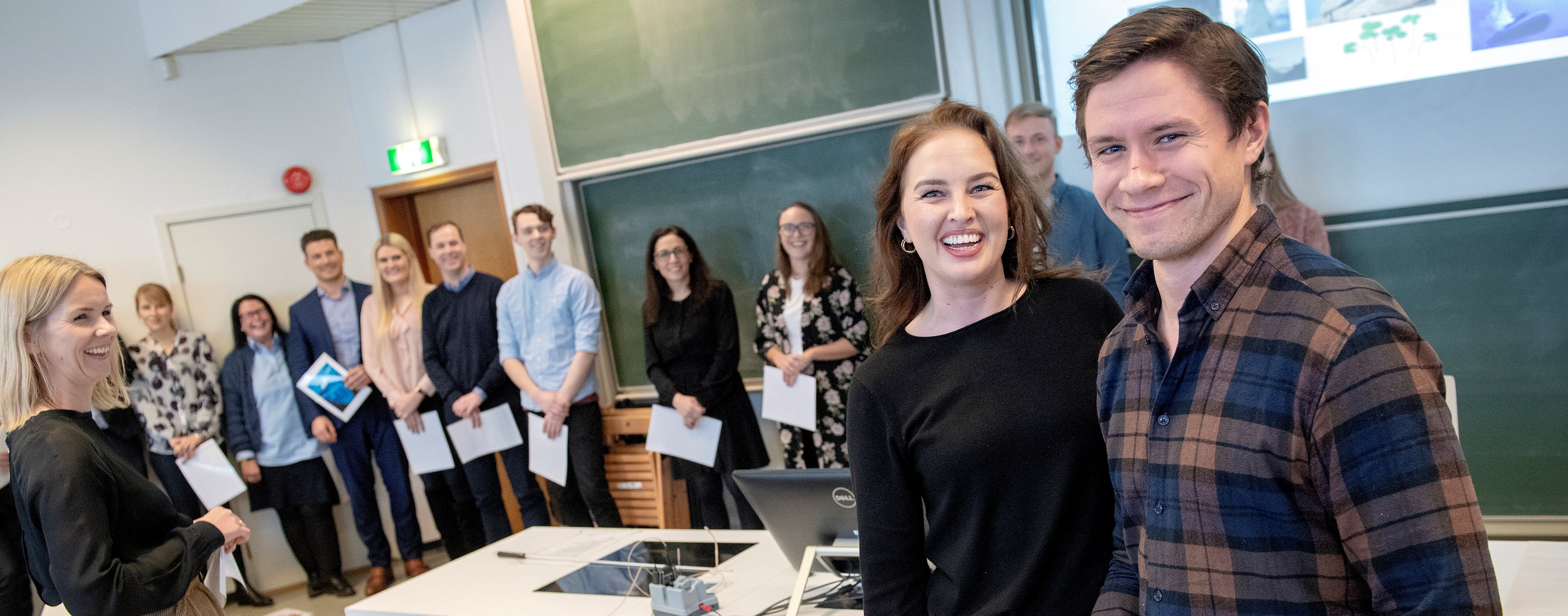 Inga Øystese Hovde, entrepreneur and partner in Salto Norway, is one of NHH’s new mentors. She will be NHH student Ole Etnan’s adviser and counsellor. Far left: senior consultant Heidi K Westli from AFF.