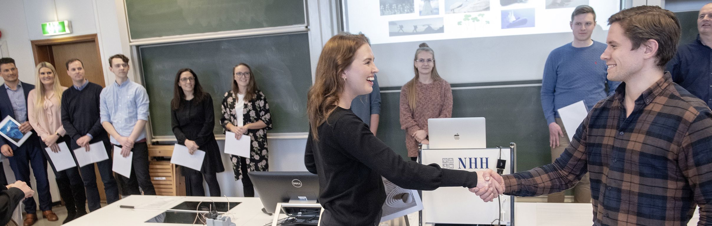 Mentor Inga Øystese Hovden og NHH-student Ole Etnan.