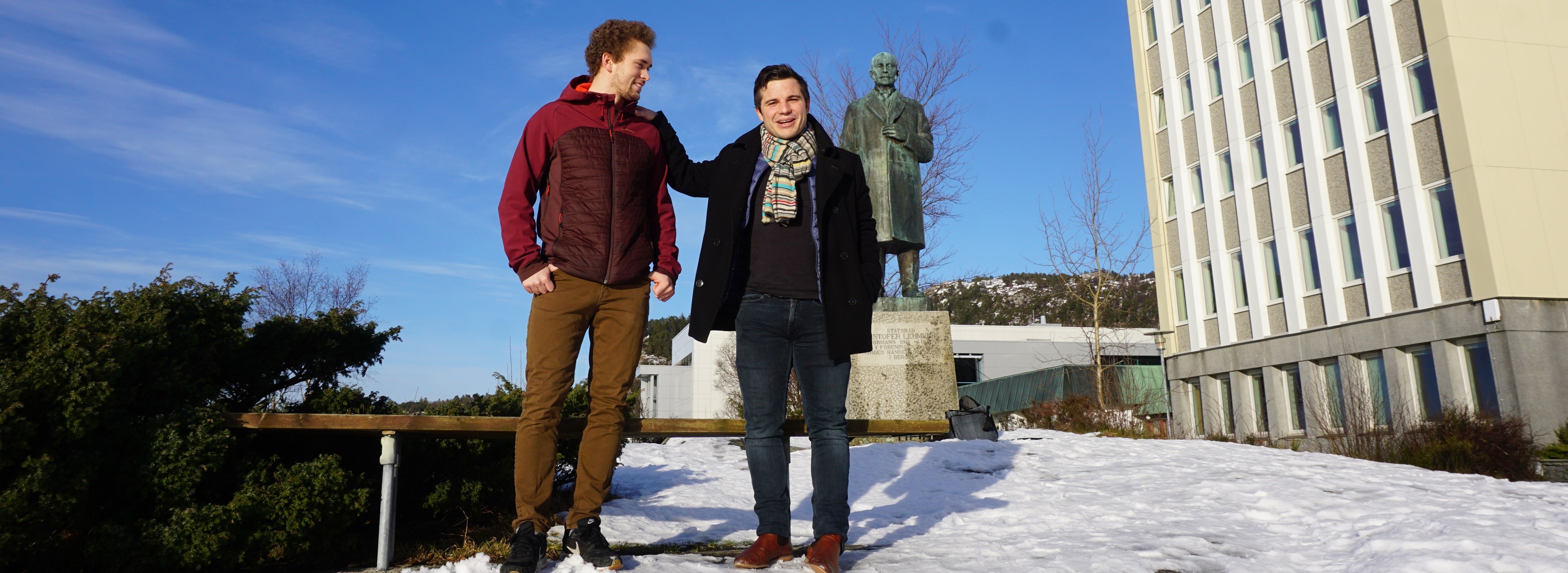 NHH had no student organisations that made economic theories and issues a subject for discussion. The students Thomas De Muck (left) and Hugo Poitout from Belgium and France, respectively, wanted to do something about this – so they established Rethinking Economics NHHS. Photo: Anna N. Carlsen