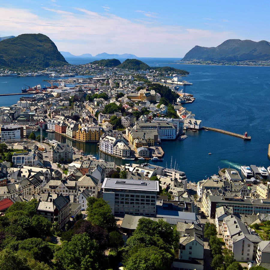 Aerial shot of Ålesund